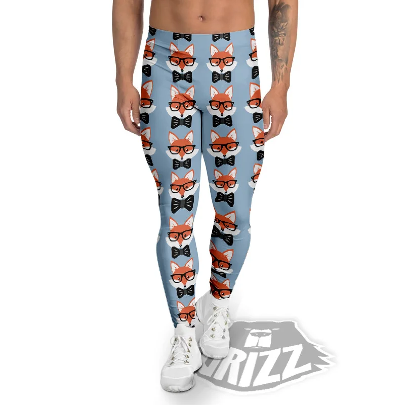 Anniversary Sale Fox With Glasses Print Pattern Men's Leggings