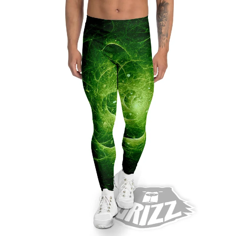 Weekend Flash Sale Fractal Green Print Men's Leggings