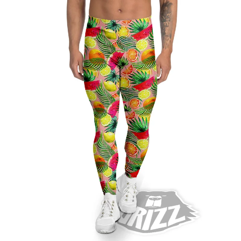 Quick Sale Fruits Cute Tropical Print Pattern Men's Leggings