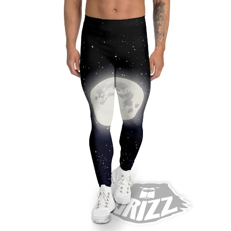 Massive Deals Full Moon And Night Stars Print Men's Leggings