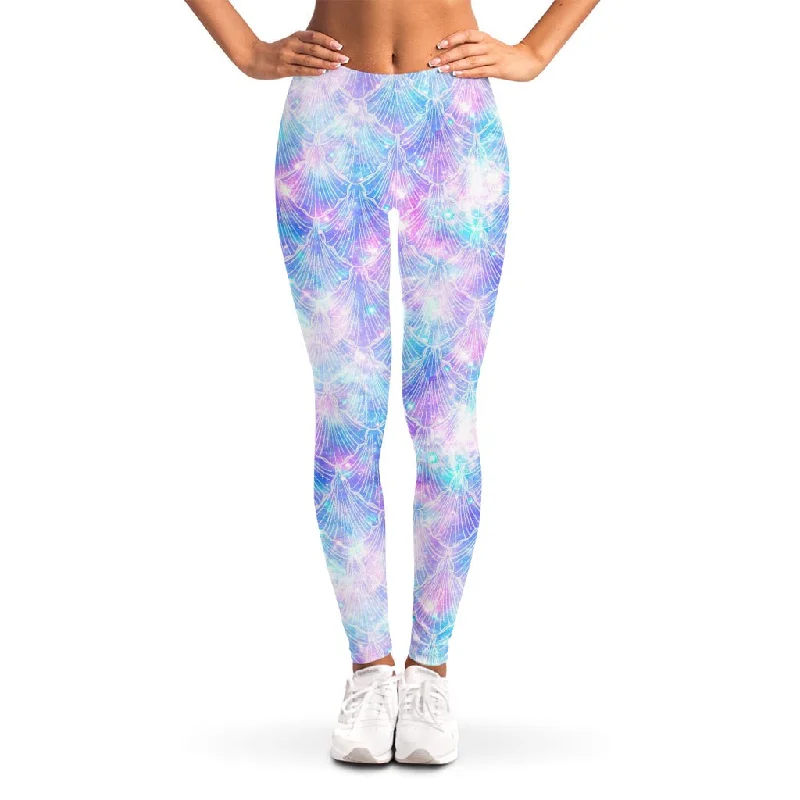 Limited Availability Galaxy Mermaid Scales Pattern Print Women's Leggings