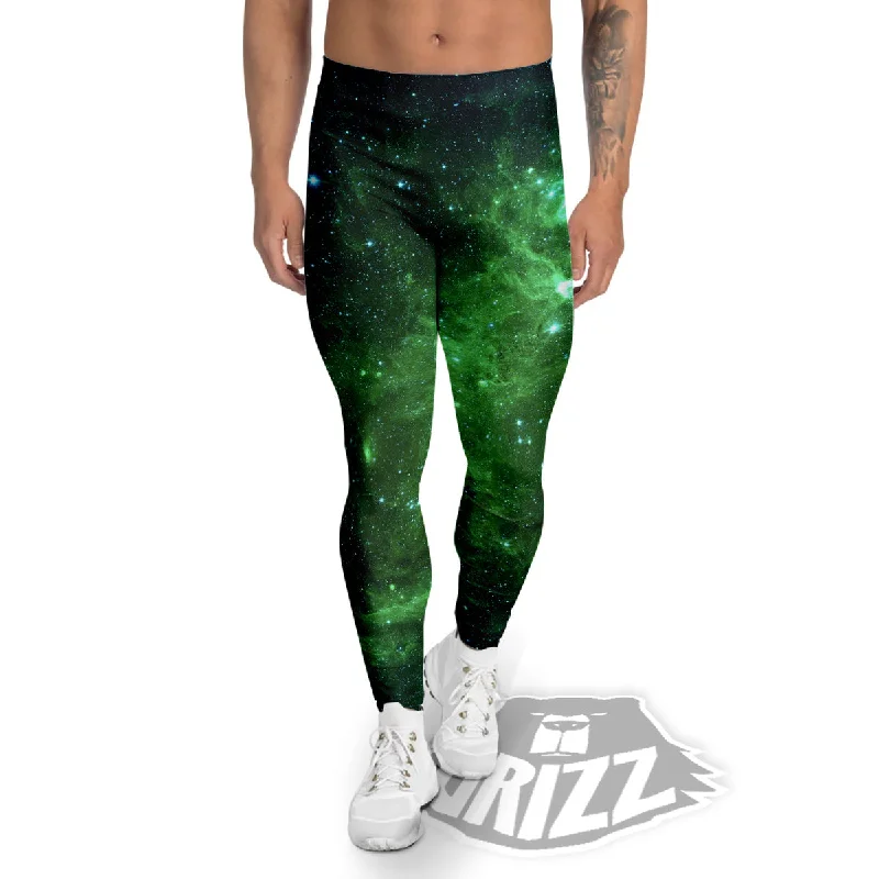 Bargain Prices Galaxy Space Dark Green Print Men's Leggings