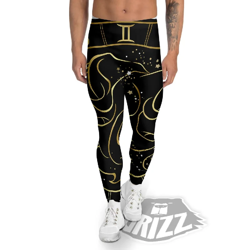 Weekend Deal Gemini Sign Black And Gold Print Men's Leggings
