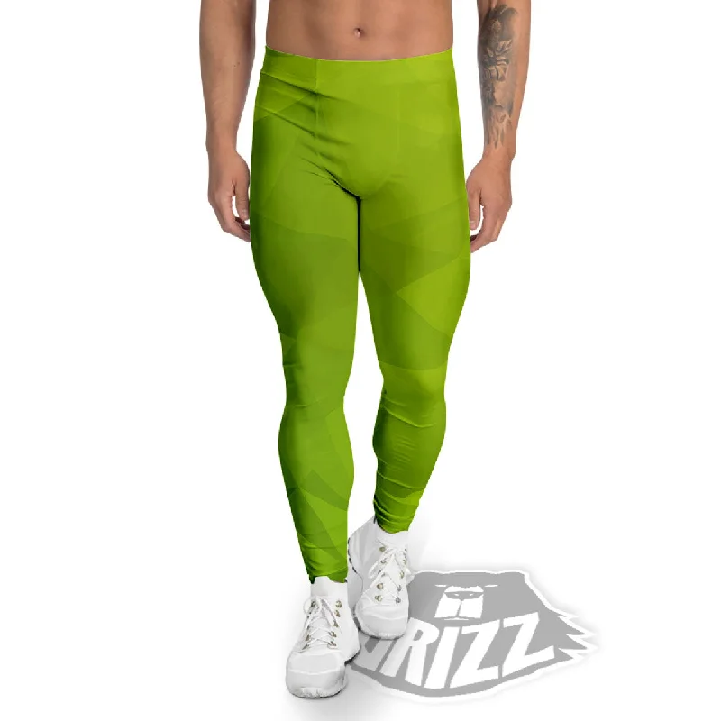 Price Rollback Geometric Polygonal Green Print Men's Leggings