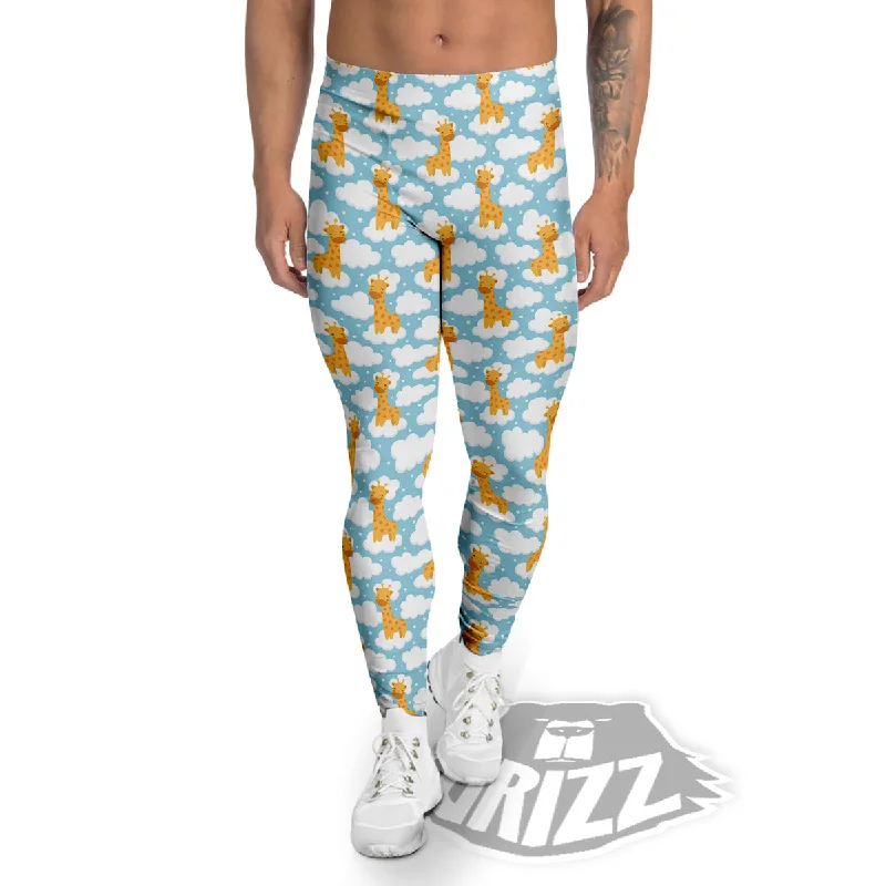 Instant Discount Giraffe Cute Cartoon Print Pattern Men's Leggings