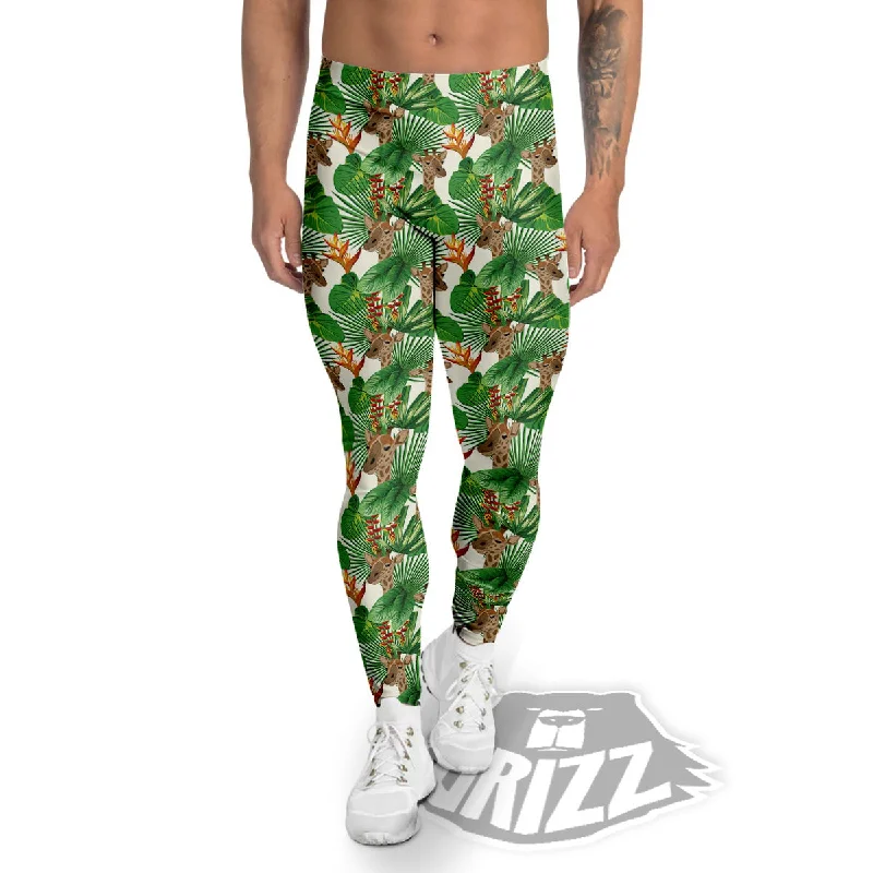 Don't Wait Giraffe Exotic Tropical Print Pattern Men's Leggings