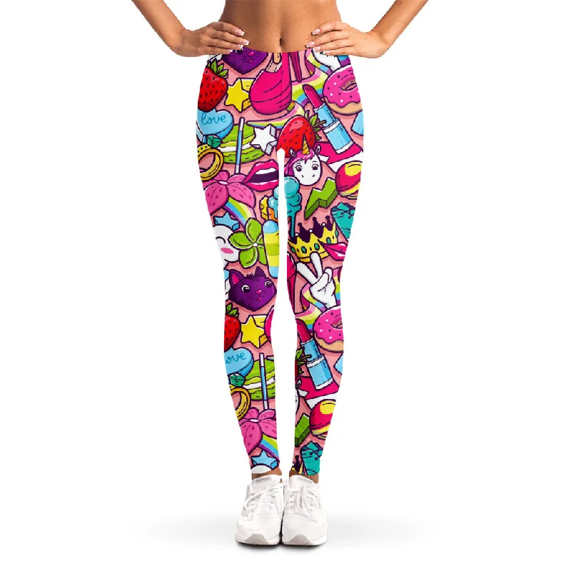 Exclusive Savings Girly Unicorn Cartoon Pattern Print Women's Leggings