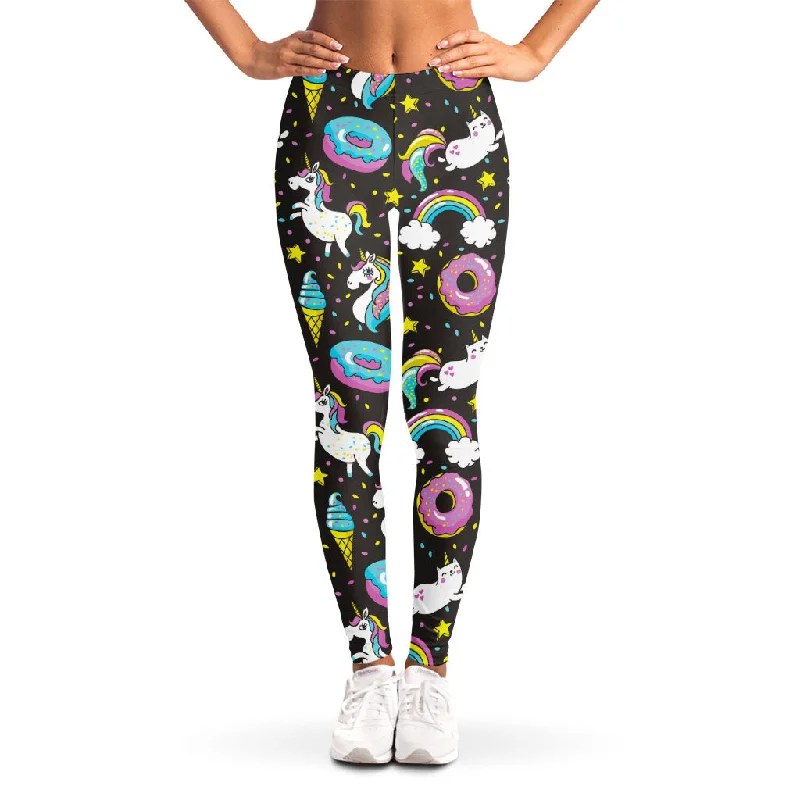 Don't Wait Girly Unicorn Donut Pattern Print Women's Leggings