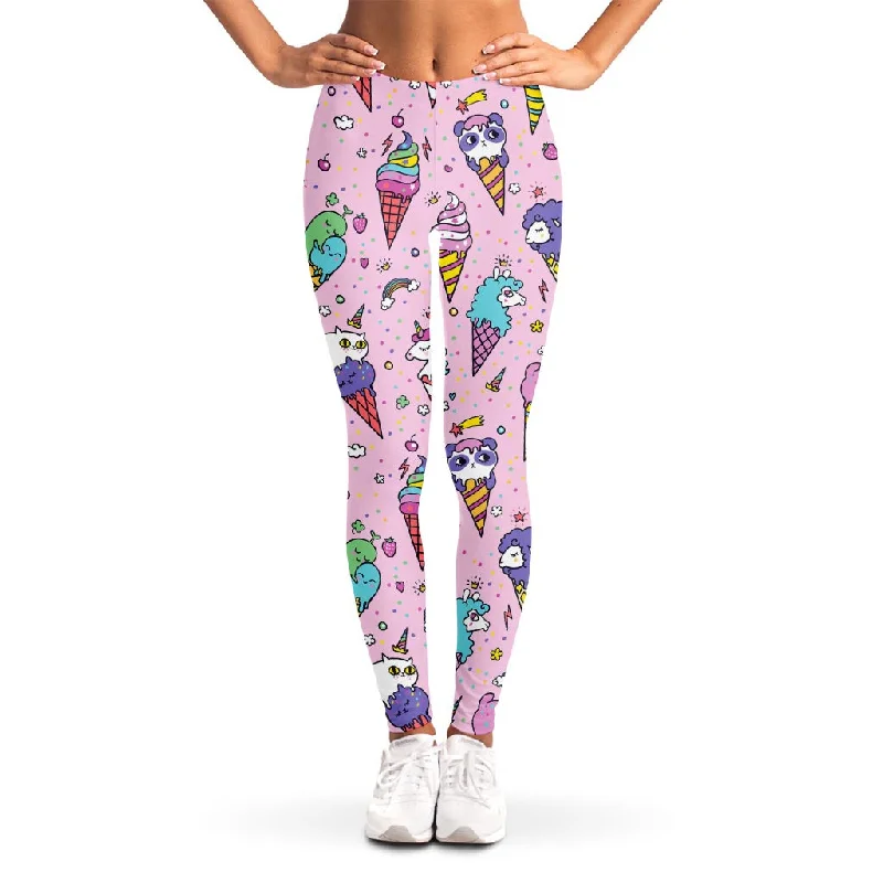 Deal Dash Girly Unicorn Ice Cream Pattern Print Women's Leggings