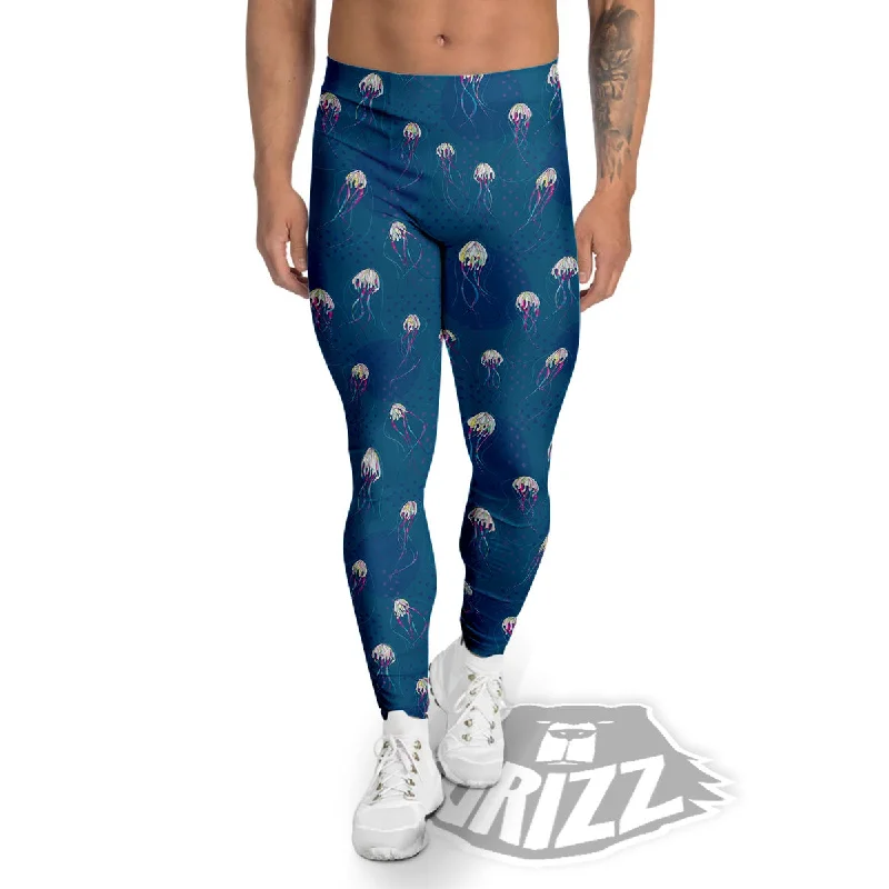 Bargain Blast Glowing Jellyfish Print Pattern Men's Leggings
