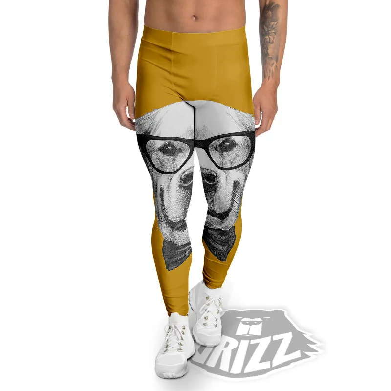 Exclusive Preview Golden Retriever With Glasses Print Men's Leggings