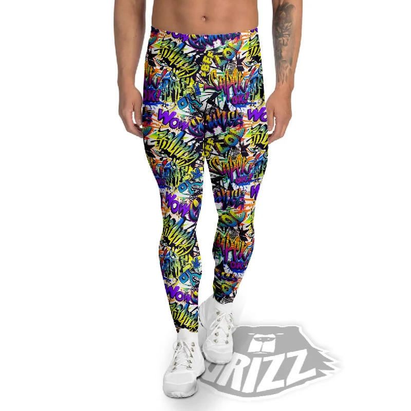 Graffiti Colorful Print Pattern Men's Leggings