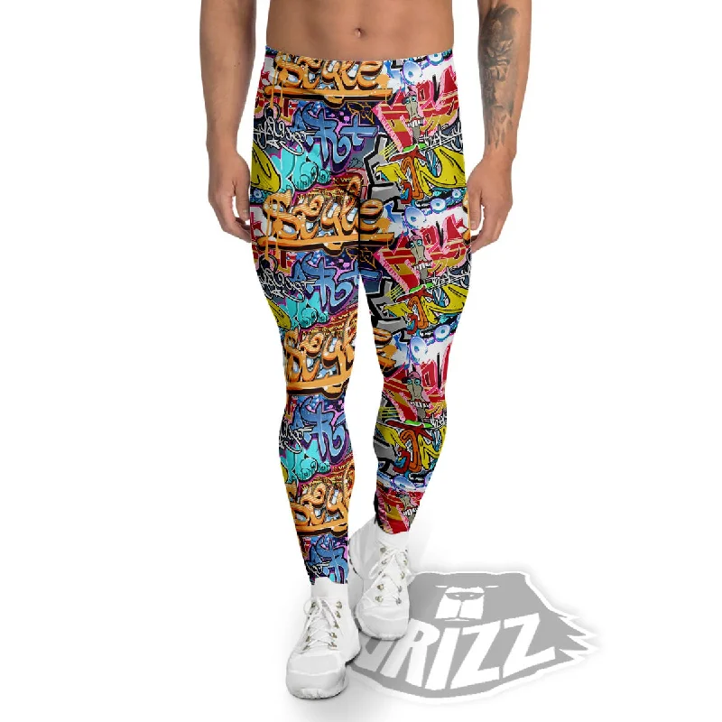 Stock Up and Save Graffiti Wall Print Men's Leggings