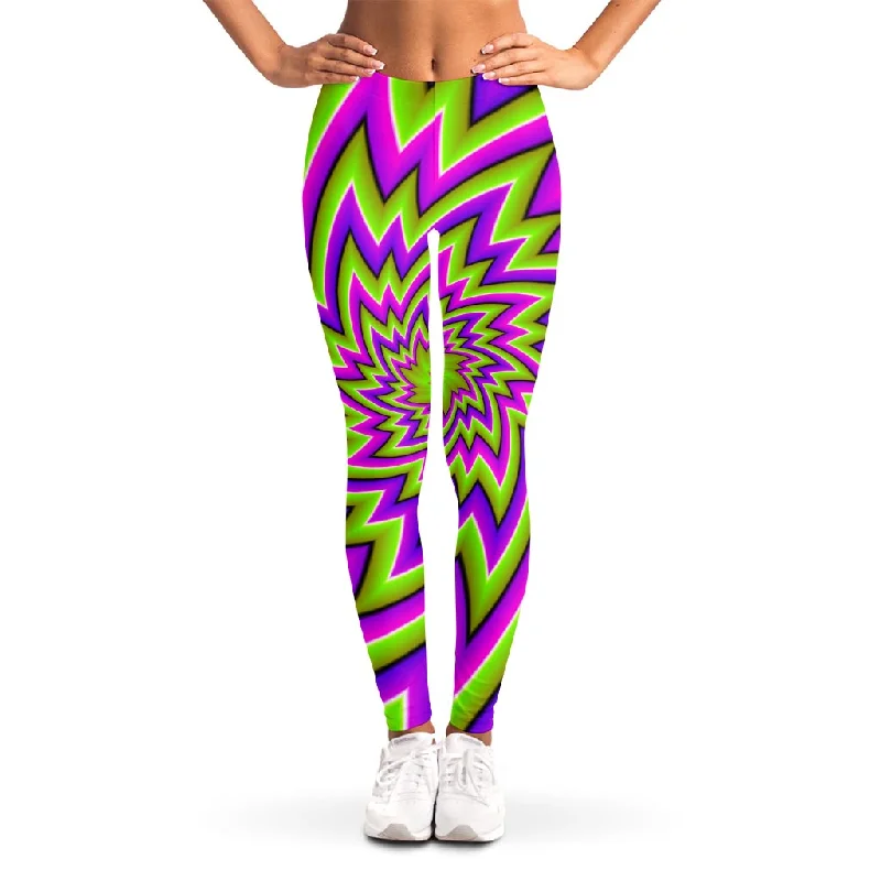 One-DAY Sale Green Big Bang Moving Optical Illusion Women's Leggings