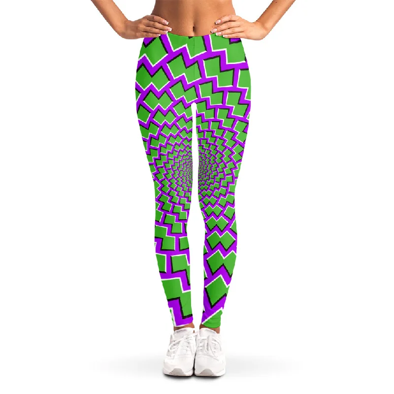 YEAR-End Sale Green Shapes Moving Optical Illusion Women's Leggings