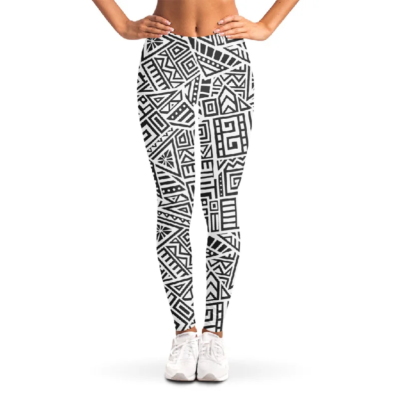 Low Prices Grey And White Aztec Pattern Print Women's Leggings