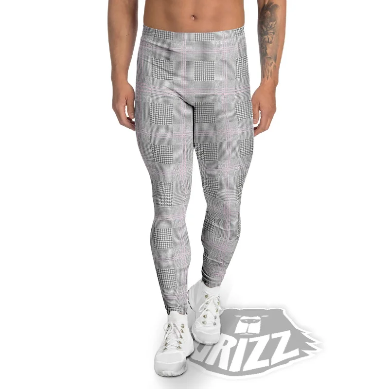 Take Advantage Grey Prince Of Wales Check Print Men's Leggings
