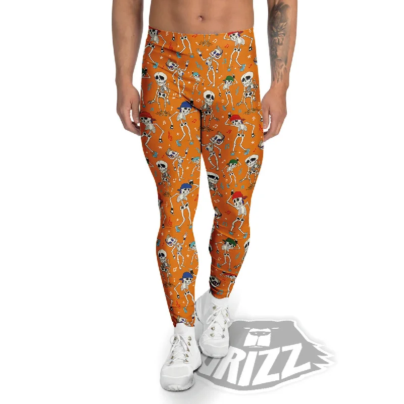 Halloween Party Orange Print Pattern Men's Leggings