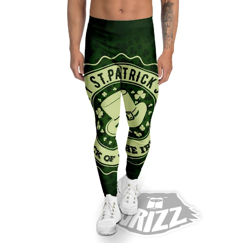 Hat And St. Patrick's Day Clover Print Men's Leggings