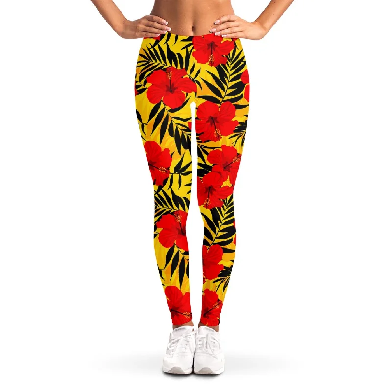 Amazing Deals Hawaiian Hibiscus Flowers Pattern Print Women's Leggings