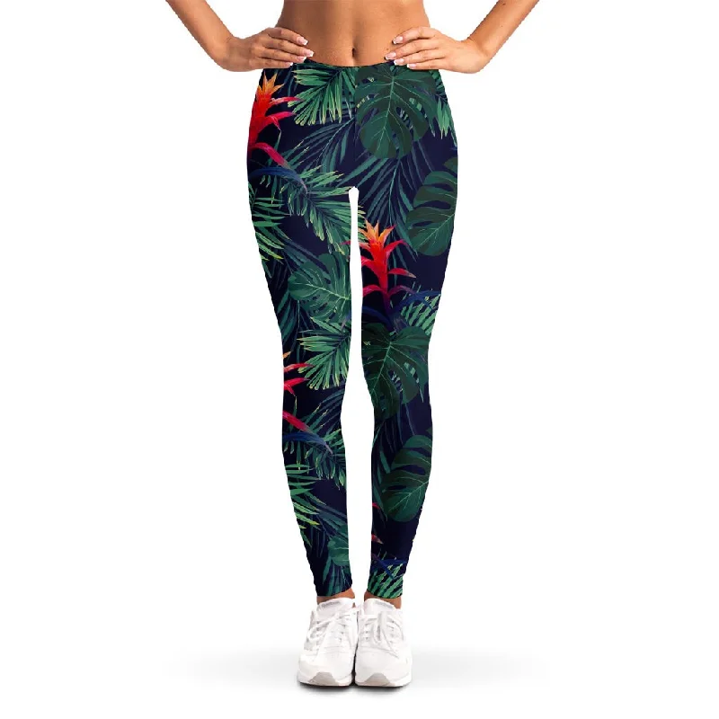 Deal Alert Hawaiian Palm Leaves Pattern Print Women's Leggings