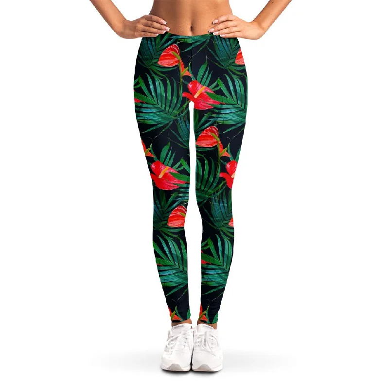 Bargain Blast Hawaiian Tropical Flowers Pattern Print Women's Leggings