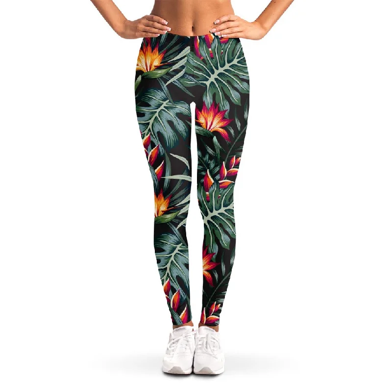 Super Sale Hawaiian Tropical Plants Pattern Print Women's Leggings