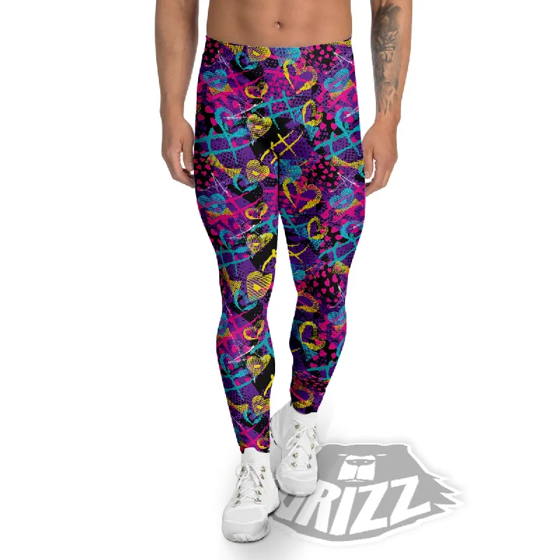 Crazy Deals Heart Graffiti Print Pattern Men's Leggings