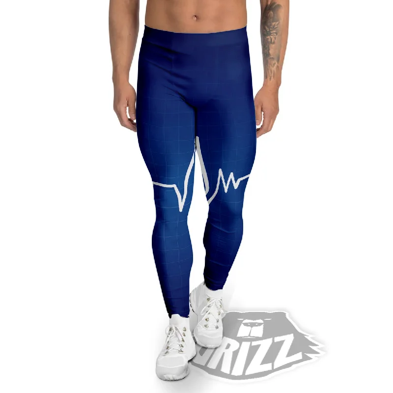 Heartbeat Blue Print Men's Leggings