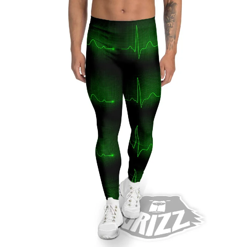 Bargain Prices Heartbeat Green Print Pattern Men's Leggings