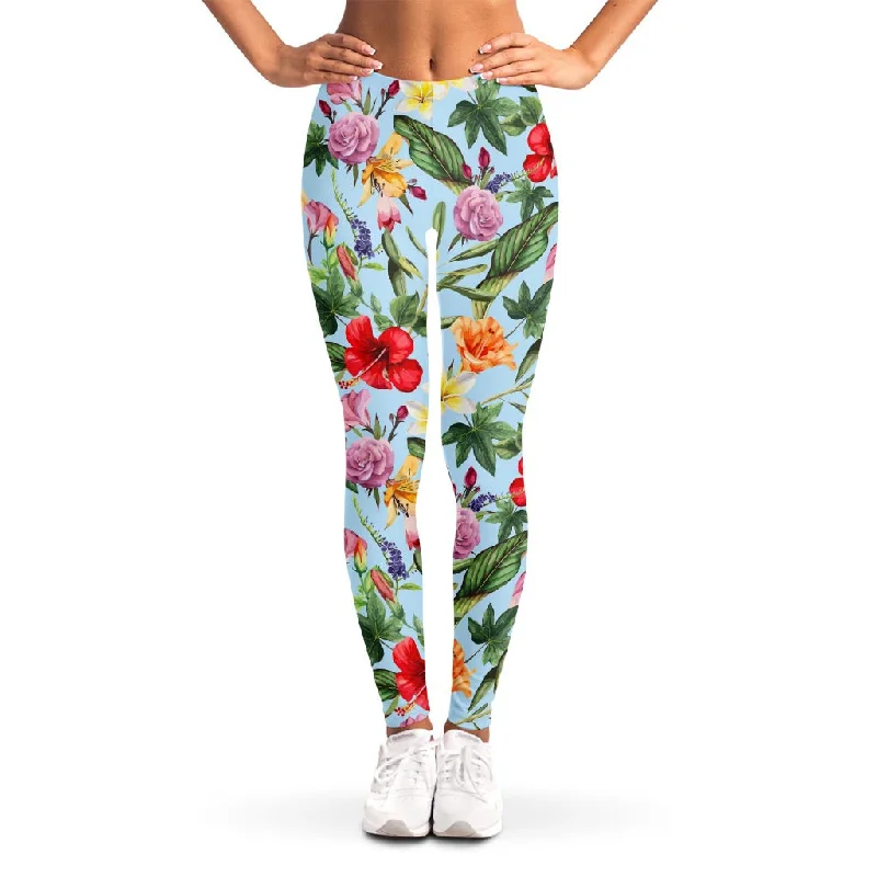 Inventory Reduction Hibiscus Flower Floral Pattern Print Women's Leggings