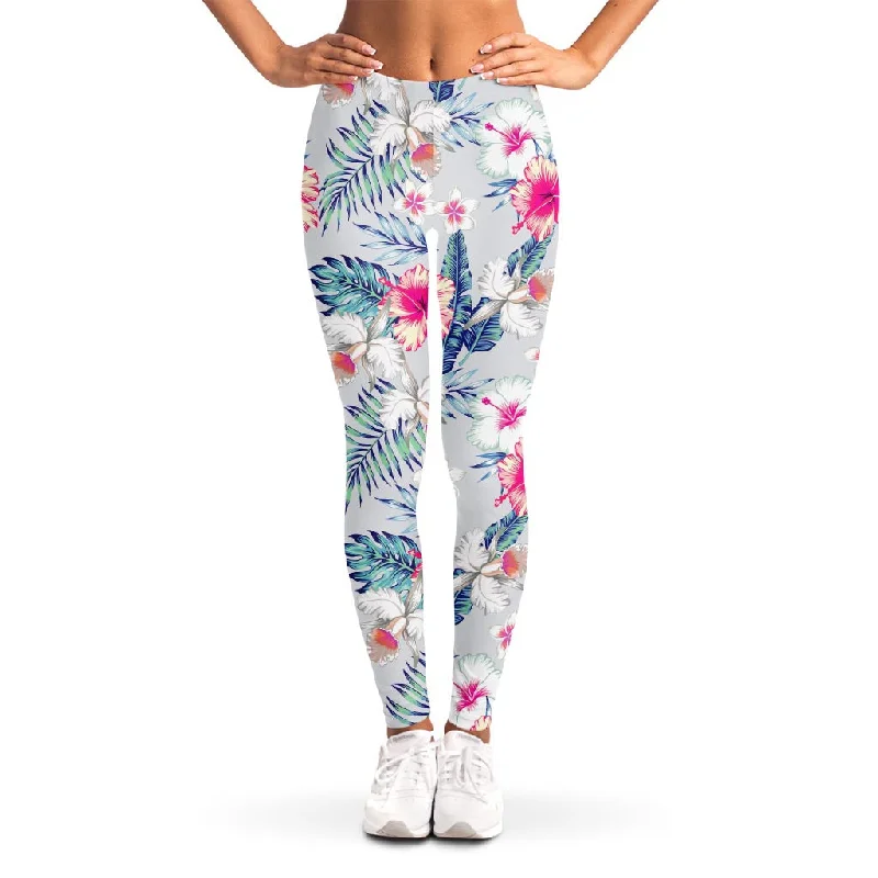 Seasonal Clearance Hibiscus Orchids Hawaii Pattern Print Women's Leggings