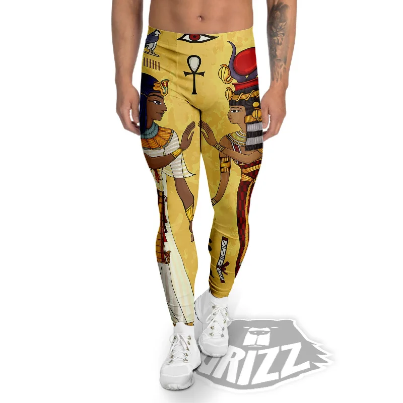 Discount Mania Hieroglyphs And Gods Egyptian Print Men's Leggings