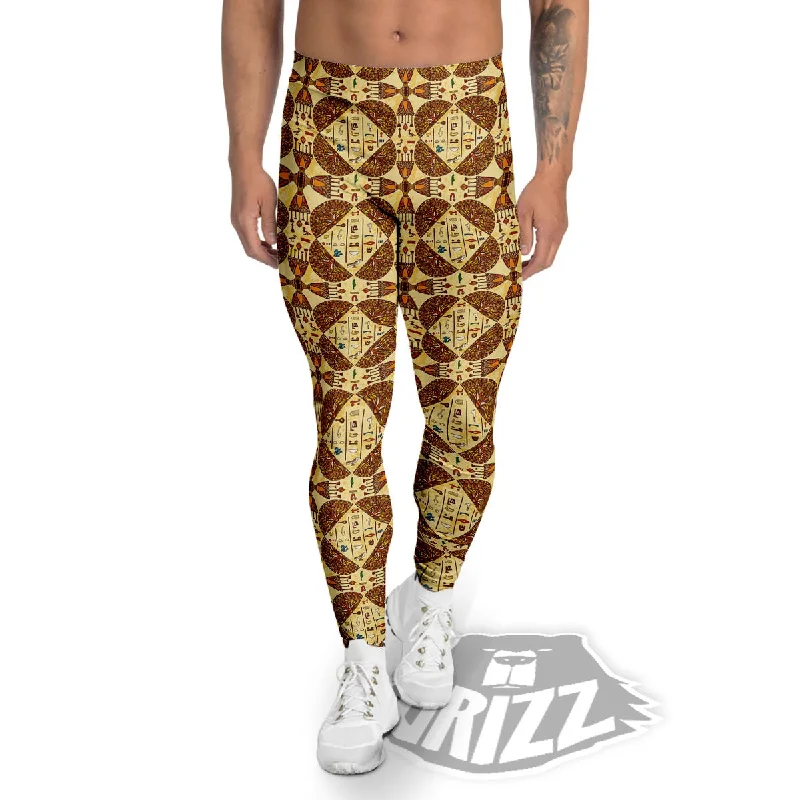Clearance Items Hieroglyphs Egyptian Print Pattern Men's Leggings
