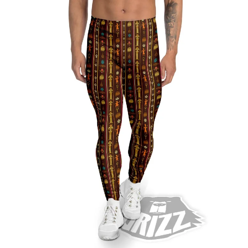 Blowout Deals Hieroglyphs Symbol Egyptian Print Men's Leggings