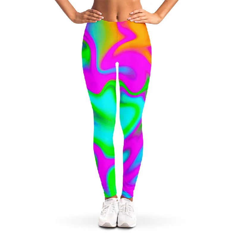 Loyalty Reward Holographic Neon Liquid Trippy Print Women's Leggings