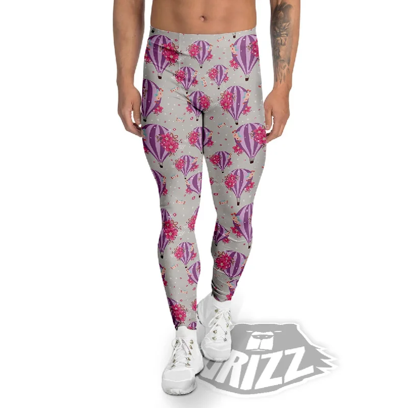 Price Rollback Hot Air Balloon Floral Print Pattern Men's Leggings