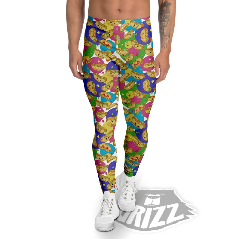 Hot Dog Colorful Print Pattern Men's Leggings