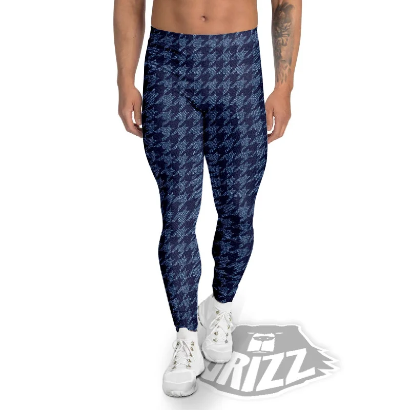Low Prices Houndstooth Denim Print Pattern Men's Leggings