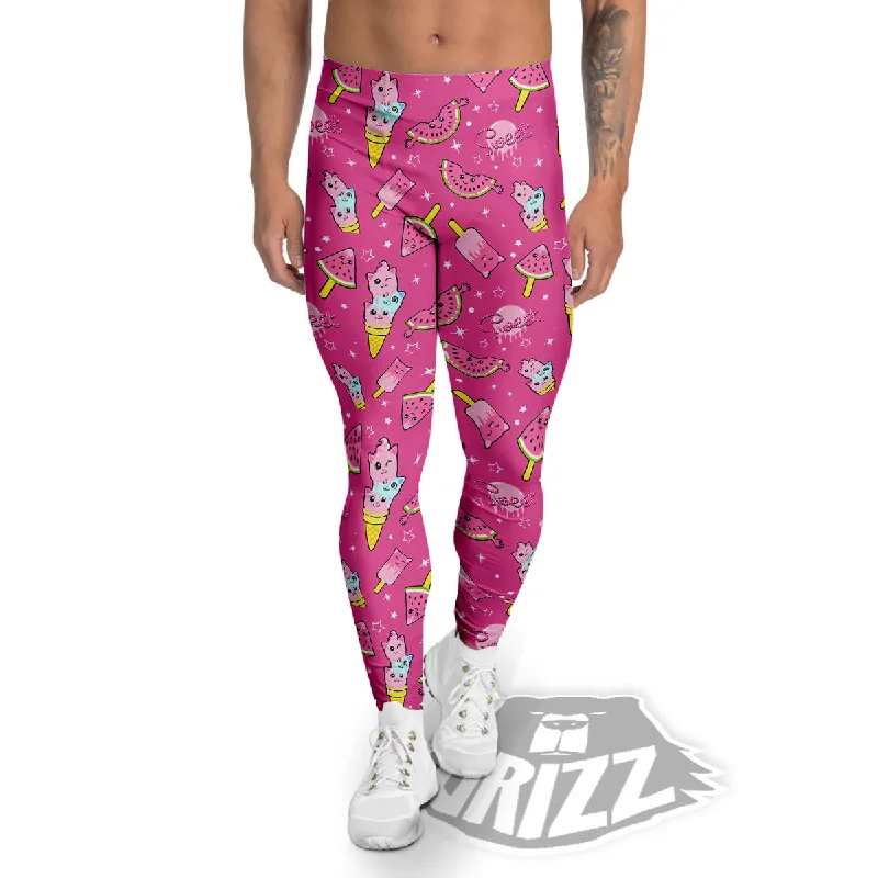 Deal Alert Ice Cream Cute Print Pattern Men's Leggings