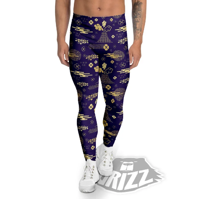 Japanese Classic Print Pattern Men's Leggings