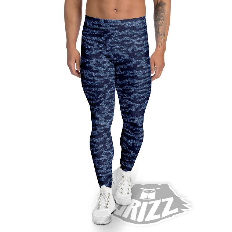 Jeans Camo Denim Print Pattern Men's Leggings