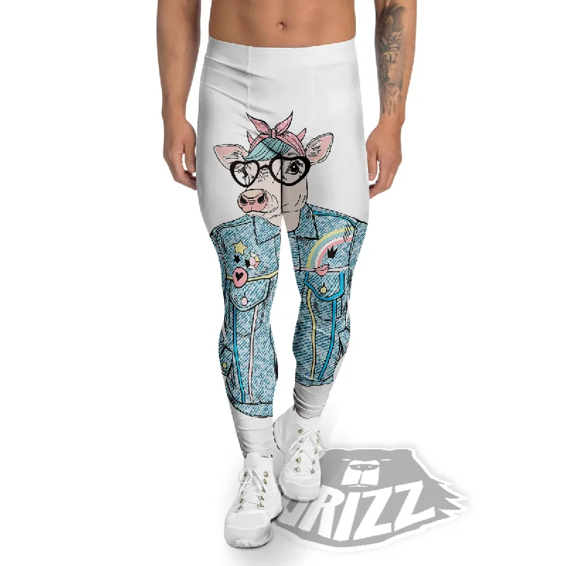 Jeans Cow Denim Print Men's Leggings