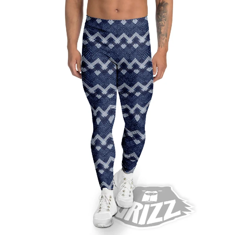 Special Promotion Jeans Geometric Denim Print Pattern Men's Leggings