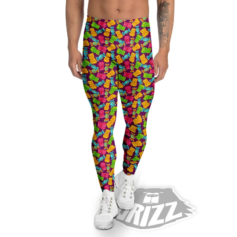 Jelly And Colorful Candy Print Men's Leggings