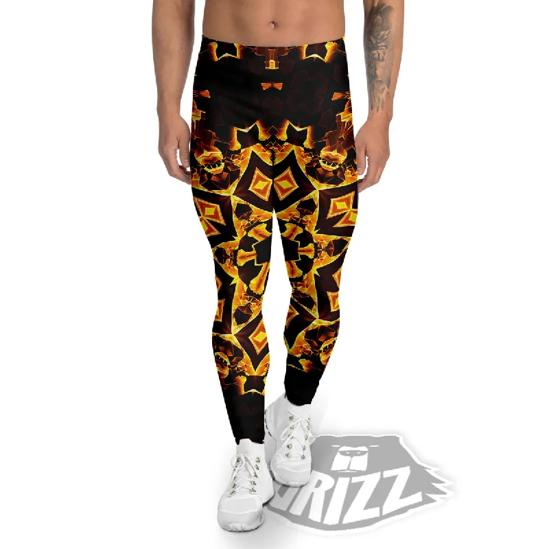 Hot Deal Kaleidoscope Lights Gold Print Men's Leggings