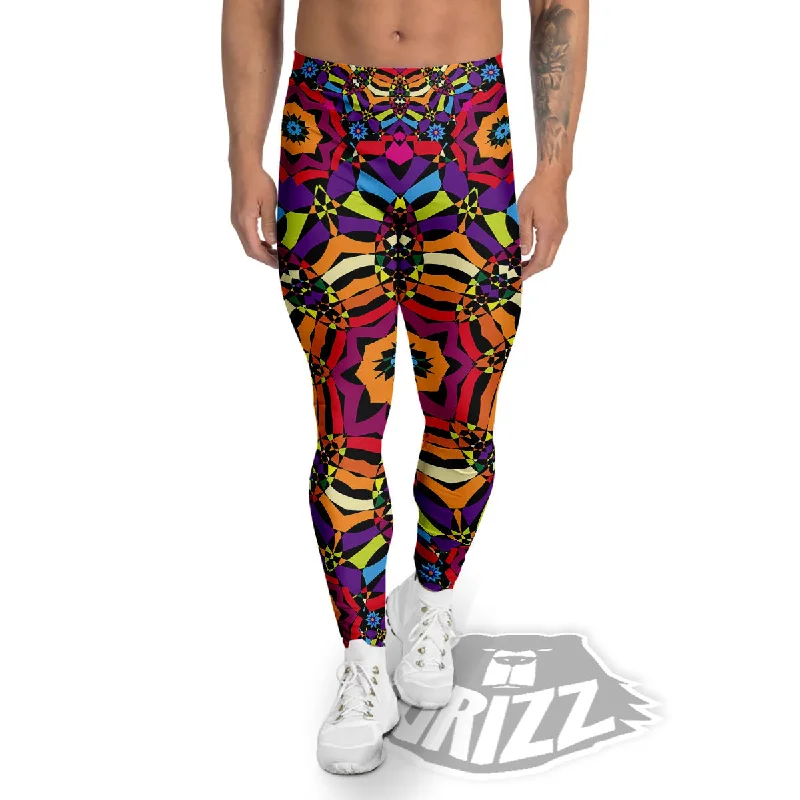 Kaleidoscope Psychedelic Colorful Print Men's Leggings