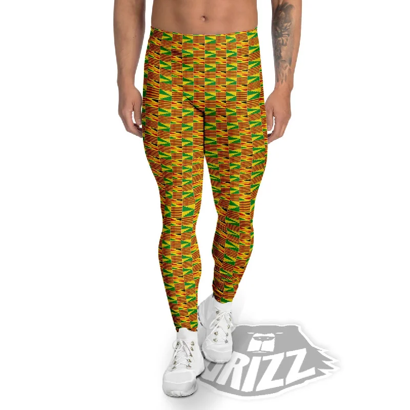 Kente Bonwire Print Pattern Men's Leggings