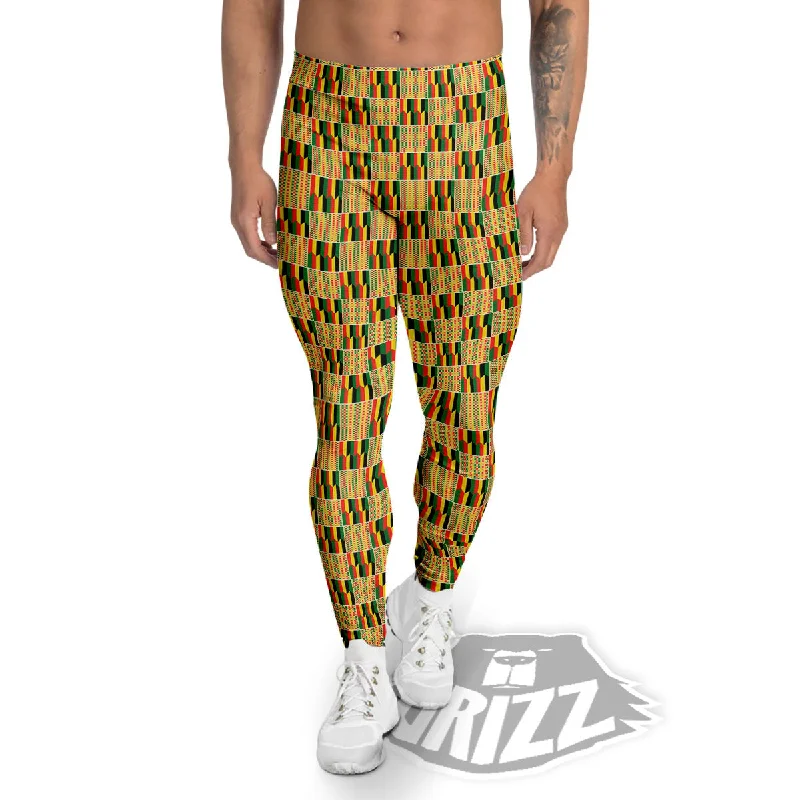 Limited Stock Kente Ethnic Print Pattern Men's Leggings
