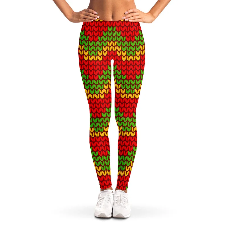 Price Slash Knitted Reggae Pattern Print Women's Leggings